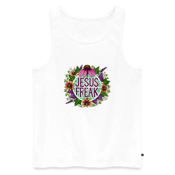 Jesus-Freak - Männer Premium Bio Tank Top - Weiß - Vorne - AI Model Male 178 light (178cm)