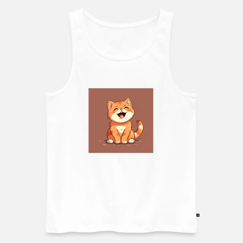lachendes Kätzchen - Männer Premium Bio Tank Top - Weiß