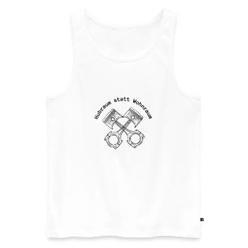 Hubraum statt Wohnraum - Männer Premium Bio Tank Top - Weiß - Vorne - Michal (187cm)