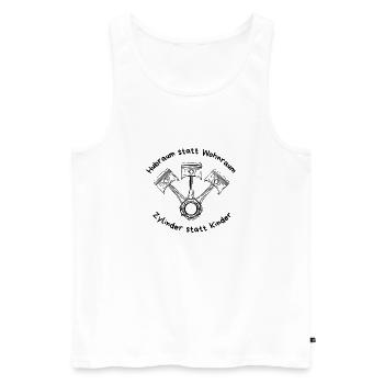 Zylinder statt Kinder // Hubraum statt Wohnraum - Männer Premium Bio Tank Top - Weiß - Vorne - Michal (187cm)