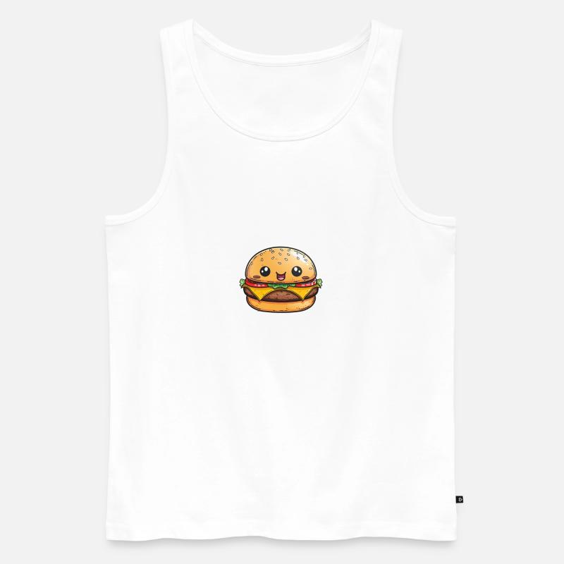 Burger mit Gesicht - Männer Premium Bio Tank Top - Weiß