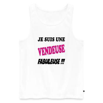 Je suis une vendeuse fabuleuse !!! - Débardeur bio Premium Homme - blanc - Devant - Michal (187cm)