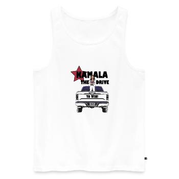 Kamala, der Weg zum Sieg - Männer Premium Bio Tank Top - Weiß - Vorne - Michal (187cm)