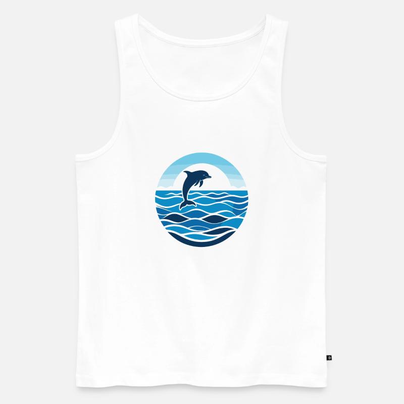 Ocean Dolphin Dance - Männer Premium Bio Tank Top - Weiß