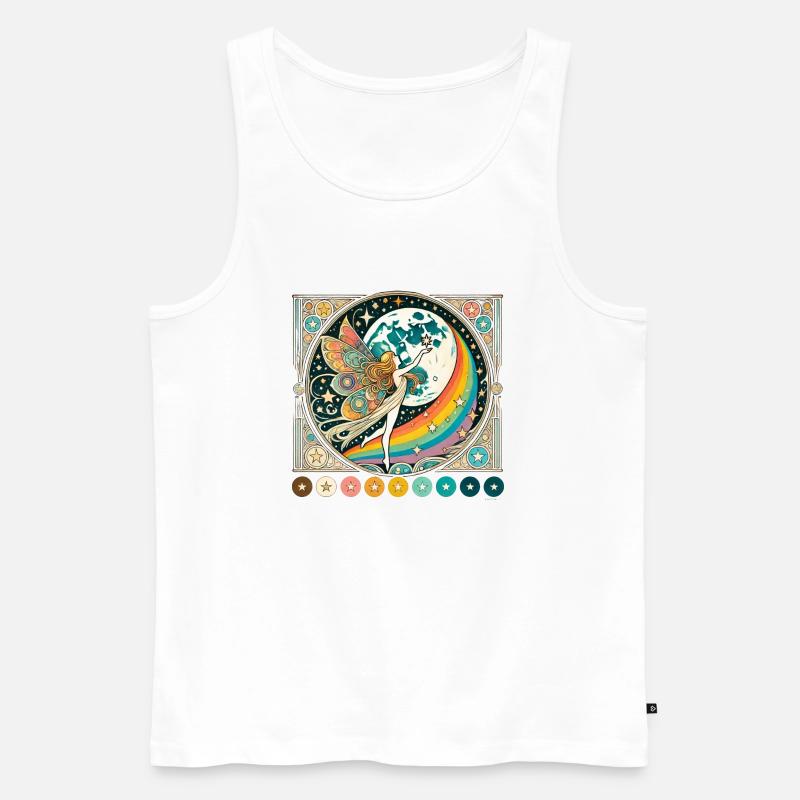 Retro Regenbogen Fee - Männer Premium Bio Tank Top - Weiß