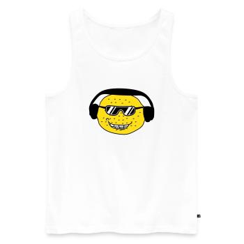 Funny DJ Party Lemon Fruit Music Fun Face - Men's Premium Organic Tank Top - white - Front - Michal (187cm)