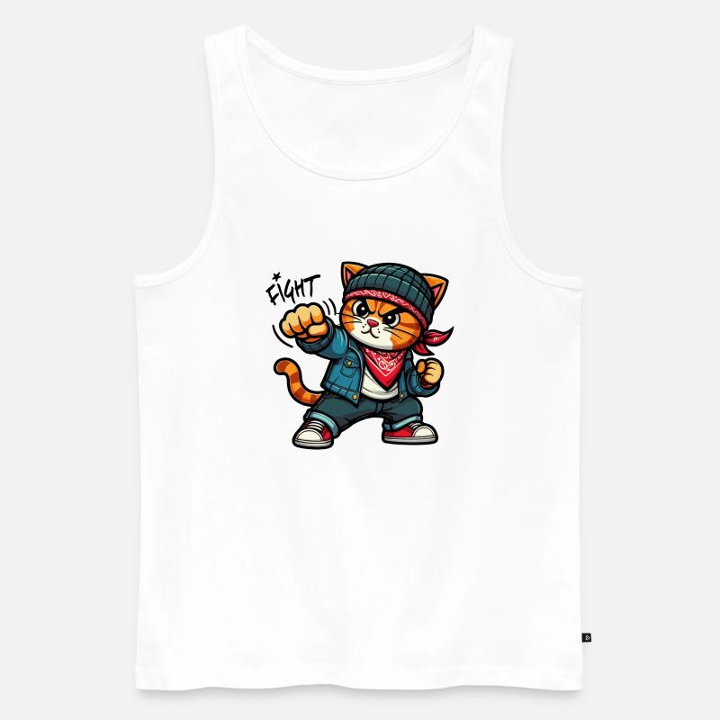 Forced Cat: Kampf - Männer Premium Bio Tank Top - Weiß