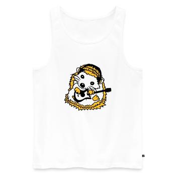 Sitzender Igel Spielt Süß Gitarre Musik Gitarrist - Männer Premium Bio Tank Top - Weiß - Vorne - AI Model Male 178 light (178cm)
