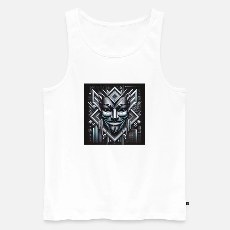 Anon Maske mit 3D Effekt - Männer Premium Bio Tank Top - Weiß