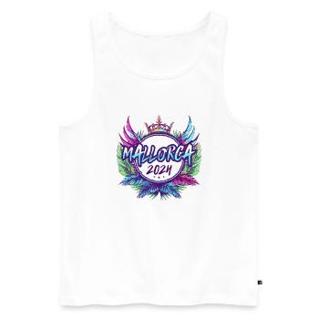 Mallorca 2024 Bunt - Männer Premium Bio Tank Top - Weiß - Vorne - AI Model Male 178 light (178cm)