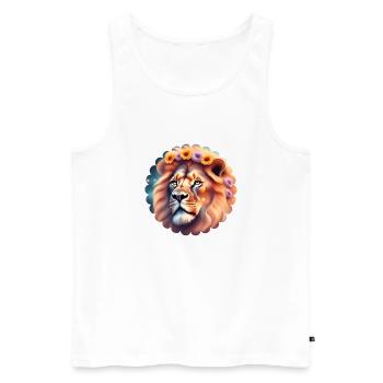 A lion's head with flowers - Men's Premium Organic Tank Top - white - Front - AI Model Male 178 light (178cm)