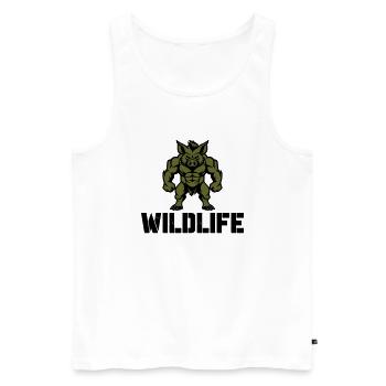 wildschwein comic wildlife - Männer Premium Bio Tank Top - Weiß - Vorne - Michal (187cm)