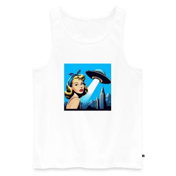 The Girl & The Spaceship - Men's Premium Organic Tank Top - white - Front - AI Model Male 178 light (178cm)