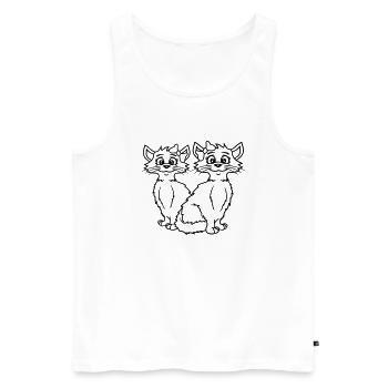 2 Katzen Mädchen Frauen Freundinnen Schleife Team - Männer Premium Bio Tank Top - Weiß - Vorne - Michal (187cm)