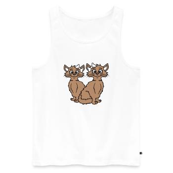 2 Katzen Mädchen Frauen Freundinnen Schleife Team - Männer Premium Bio Tank Top - Weiß - Vorne - Michal (187cm)