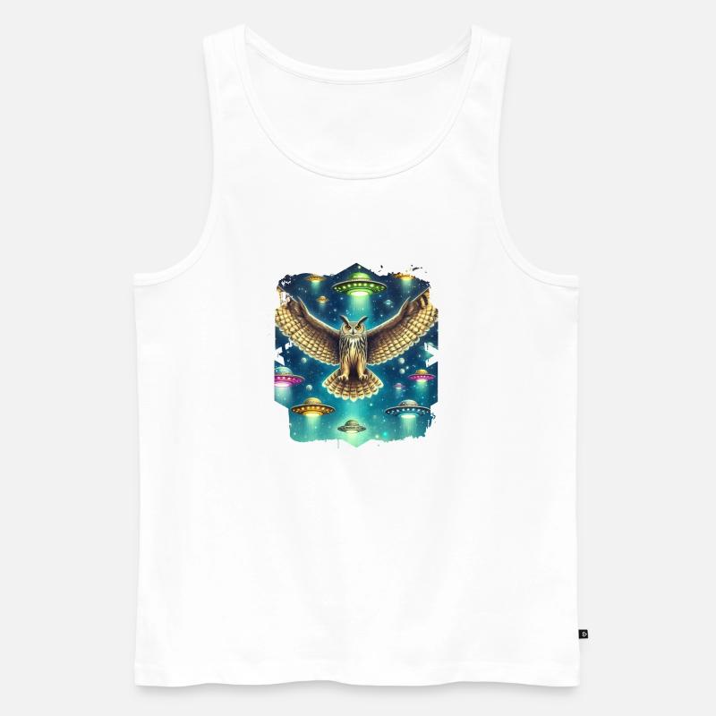 Mystische Eule UFO-Begegnung - Männer Premium Bio Tank Top - Weiß