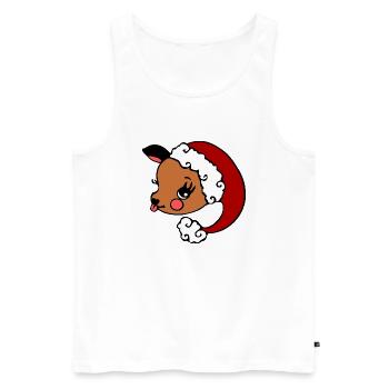 Cute Vintage Reindeer with Santa Hat - Men's Premium Organic Tank Top - white - Front - AI Model Male 178 light (178cm)