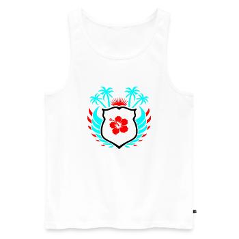 Paradis Fleur d’Hibiscus - Débardeur bio Premium Homme - blanc - Devant - AI Model Male 178 light (178cm)