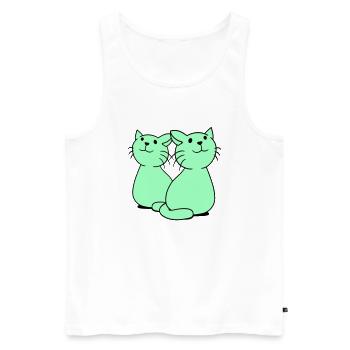 Deux chats heureux 2 amis Couple Équipe Couple - Débardeur bio Premium Homme - blanc - Devant - AI Model Male 178 light (178cm)