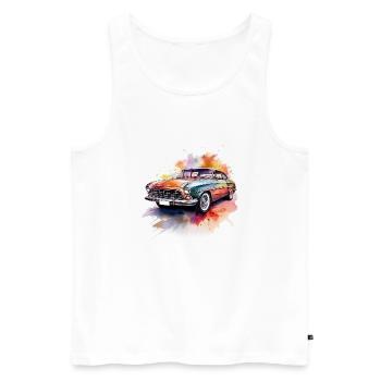 Vibrant Retro Classic Car in Watercolour - Men's Premium Organic Tank Top - white - Front - Michal (187cm)