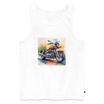 Bold Retro Motorcycle Design - Men's Premium Organic Tank Top - white - Front - Michal (187cm)
