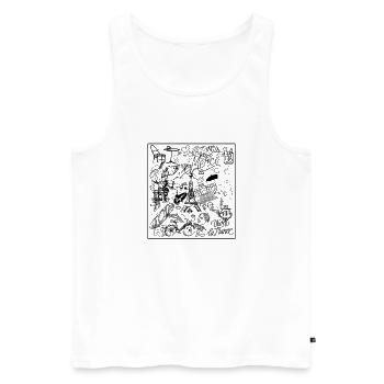 Paris Illustration Doodle Design - Men's Premium Organic Tank Top - white - Front - Michal (187cm)