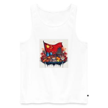 Chinese Cultural Feast with Flag Design - Men's Premium Organic Tank Top - white - Front - Michal (187cm)