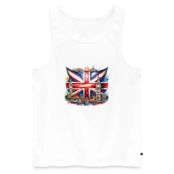 Watercolour Union Jack with British Landmarks - Men's Premium Organic Tank Top - white - Front - Michal (187cm)
