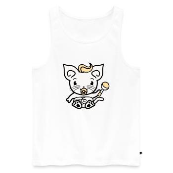 Bébé chat mignon sucette chaton hochet enfant - Débardeur bio Premium Homme - blanc - Devant - AI Model Male 178 light (178cm)
