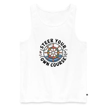 Boat Captian Shirt Steer Your Own Course - Männer Premium Bio Tank Top - Weiß - Vorne - Michal (187cm)