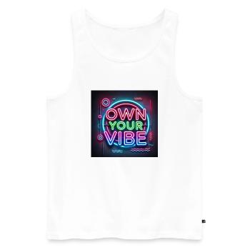 Own your vibe - Men's Premium Organic Tank Top - white - Front - Michal (187cm)