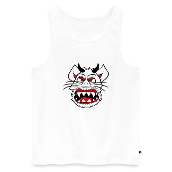 Démon Monstre Chat Halloween Horreur Cornes de Diable - Débardeur bio Premium Homme - blanc - Devant - Michal (187cm)
