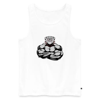 Strong Bulldog 02 - Men's Premium Organic Tank Top - white - Front - Michal (187cm)