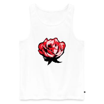 Jolie belle fleur de rose feuille roses romantique - Débardeur bio Premium Homme - blanc - Devant - AI Model Male 178 light (178cm)