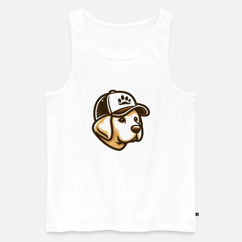 Labradorkopf mit Kappe - Männer Premium Bio Tank Top - Weiß