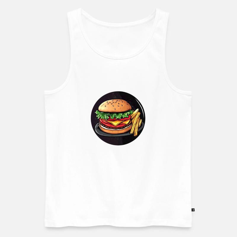 Klassischer Burger mit Pommes – Einfach lecker! - Männer Premium Bio Tank Top - Weiß