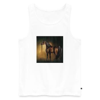 Cheval en forêt - Débardeur bio Premium Homme - blanc - Devant - Michal (187cm)