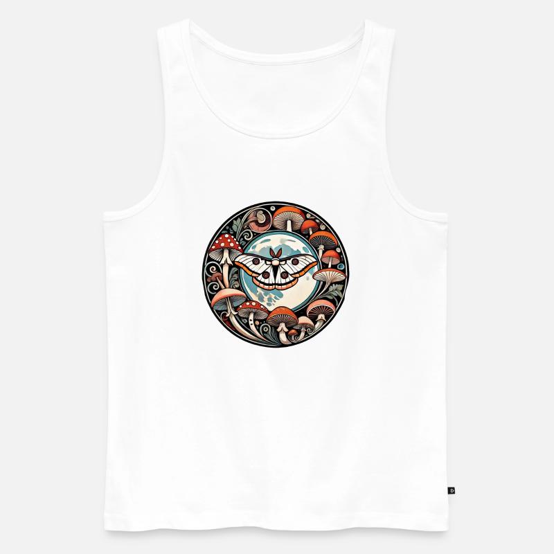 Luna Moth und Pilze - Männer Premium Bio Tank Top - Weiß
