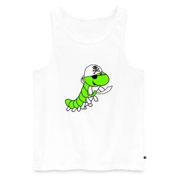 Raupe Böse Piraten Matrose Mütze Lustig Süß Comic - Männer Premium Bio Tank Top - Weiß - Vorne - AI Model Male 178 light (178cm)