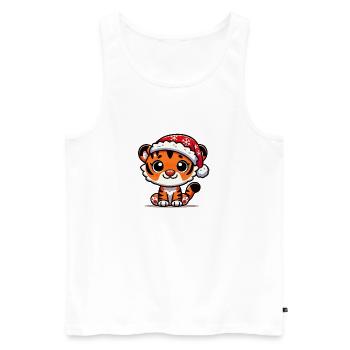 Noël du tigre - Débardeur bio Premium Homme - blanc - Devant - Michal (187cm)