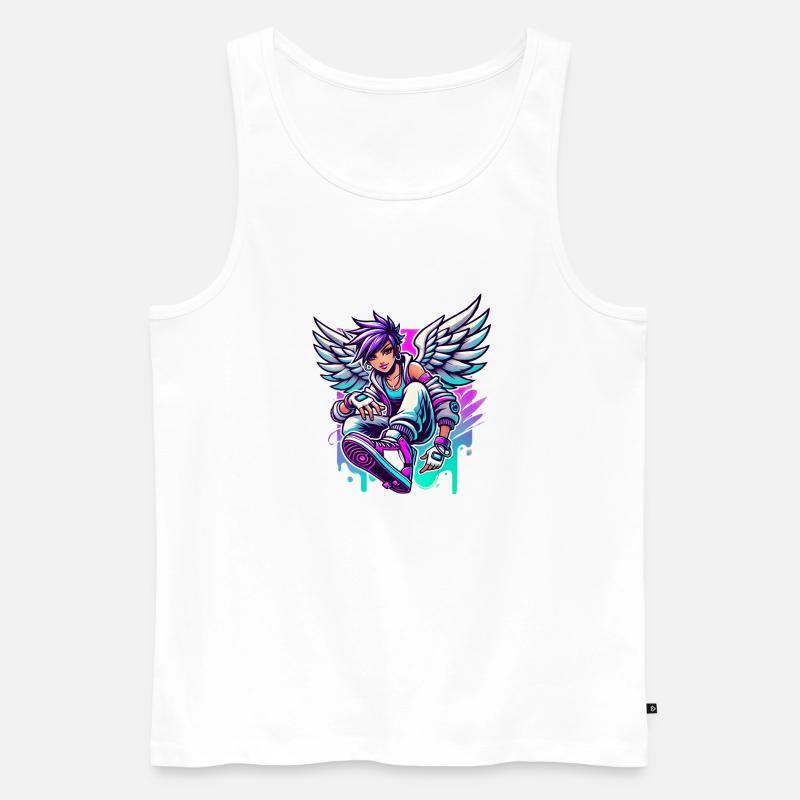 Cooler Engel bunte Haare - Männer Premium Bio Tank Top - Weiß