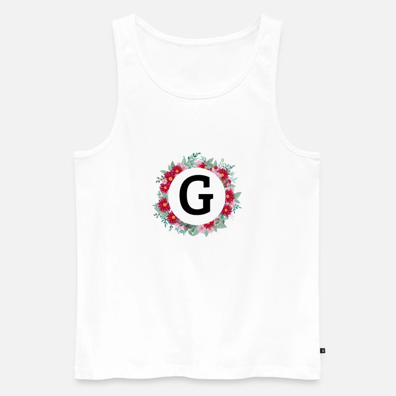 Buchstabe g Blumenkrone - Männer Premium Bio Tank Top - Weiß