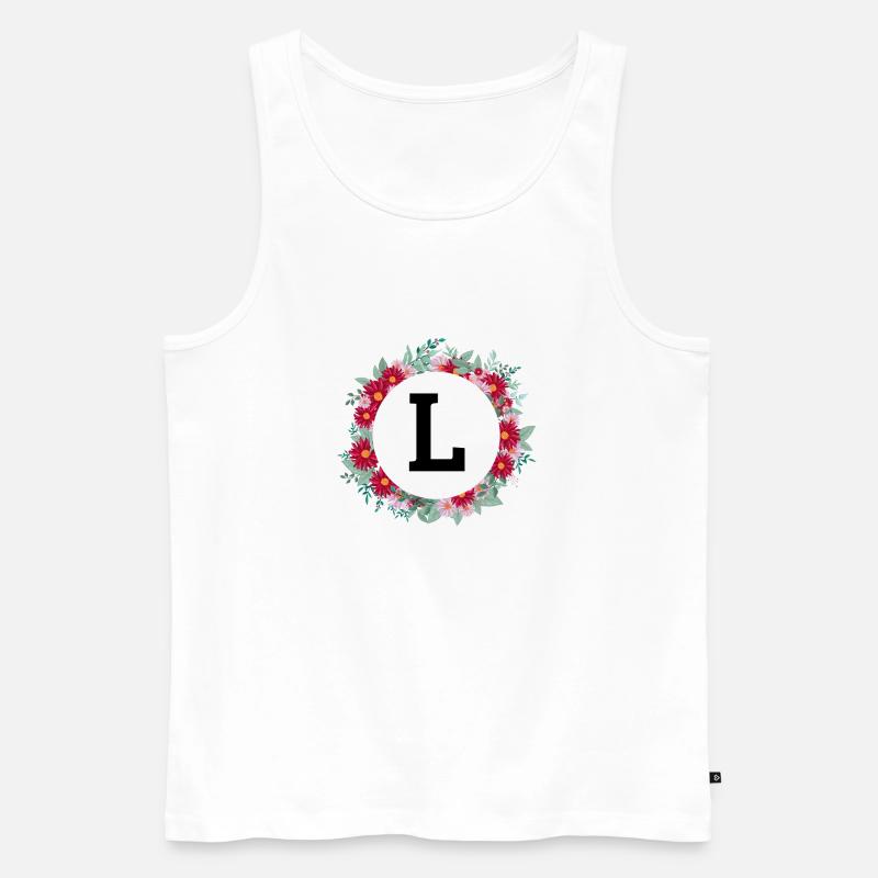 Buchstabe l Blumenkrone - Männer Premium Bio Tank Top - Weiß