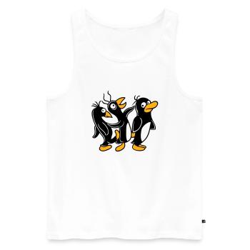 Crazy penguins running stupid kicking team friends - Men's Premium Organic Tank Top - white - Front - AI Model Male 178 light (178cm)