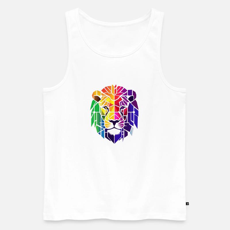 Abstrakter Regenbogen Löwe - Männer Premium Bio Tank Top - Weiß