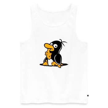 Le pingouin mange du poisson pêché Trou Fond Faim Cool - Débardeur bio Premium Homme - blanc - Devant - AI Model Male 178 light (178cm)