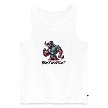 Stier Beast Workout - Männer Premium Bio Tank Top - Weiß - Vorne - AI Model Male 178 light (178cm)