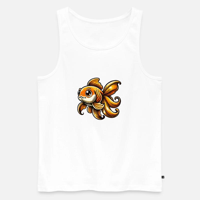 Goldfisch Comic - Männer Premium Bio Tank Top - Weiß