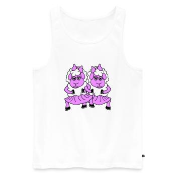 2 Couple de moutons Fatigué Ennuyé Copines Cool - Débardeur bio Premium Homme - blanc - Devant - Michal (187cm)