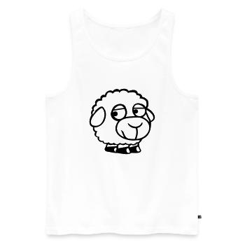 Mouton Triste Timide Introverti Malheureux - Débardeur bio Premium Homme - blanc - Devant - Michal (187cm)